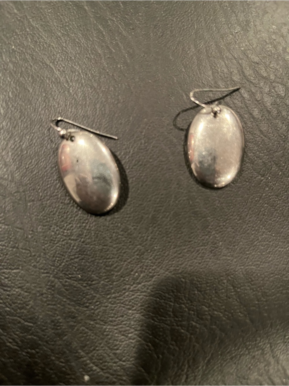 Sterling Silver Oval Drop Earrings - Silver